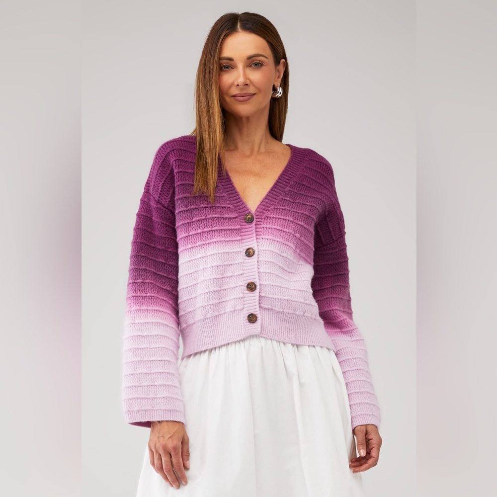 ELLIATT VALERI CARDIGAN Gradient Pink Women's Sweater size S NWT - Picture 2 of 8